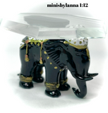1:12 Dollhouse miniature elephant coffee table black & white like porcelain glass effect top