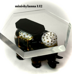 1:12 Dollhouse miniature elephant coffee table black & white like porcelain glass effect top