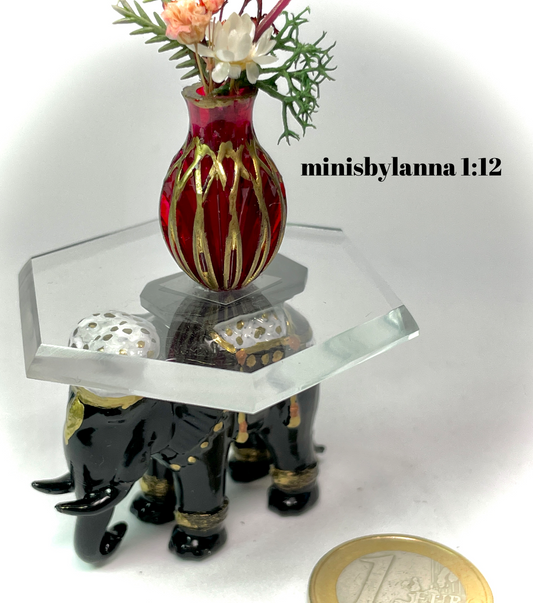 1:12 Dollhouse miniature elephant coffee table like porcelain glass effect top various colors
