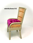 1:12 Dollhouse miniature armchair Art Deco rattan large light green pink cushion