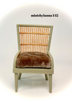 1:12 Dollhouse miniature armchair Art Deco rattan large light green brown cushion