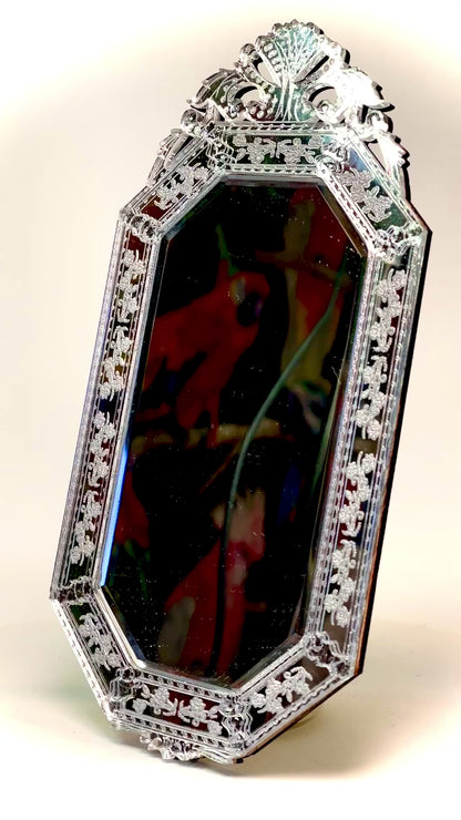 1:12 Dollhouse miniature Venetian classic long beveled clear wall mirror