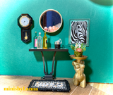 1:12 Dollhouse miniature Art Deco mid century mirrored bar