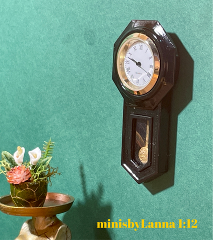 1:12 Dollhouse miniature American regulator wall working clock
