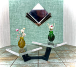 1:12 Dollhouse miniature Art Deco coffee table black double beveled glass effect top