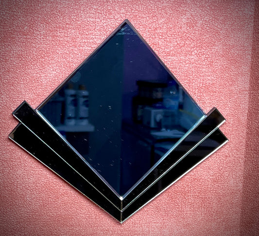 1:6 Dollhouse miniature Art Deco silver/bronze large beveled wall mirror