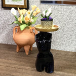 1:12 Dollhouse miniature callas flowers pot on woman's sculpture - Black
