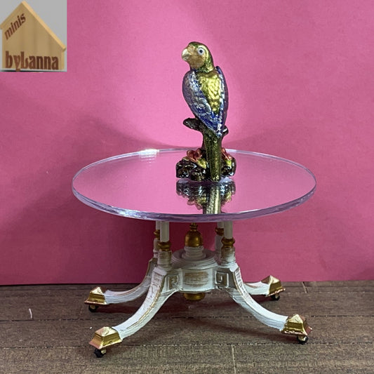 1:6 Dollhouse miniature gilded parrot sculpture