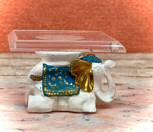 1:12 Dollhouse miniature elephant sitting side table like porcelain glass effect top