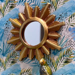 1:16 Dollhouse miniature vintage wall mirror sunburst/starburst golden frame - Lundby scale
