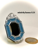 1:24 Dollhouse miniature Venetian classic large beveled blue wall mirror - half scale