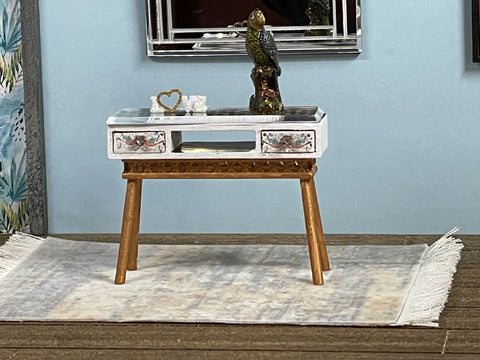 1:16 Dollhouse console table cane rattan spring collection - Lundby scale