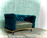 1:12 Dollhouse miniature round sofa green velvet and Blue Chesterfield