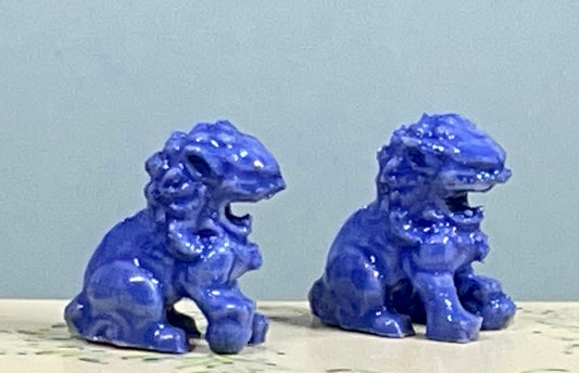 1:16 Dollhouse miniature Chinese guardian lions sculptures pair - Lundby scale