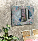 1:12 Dollhouse miniature wall mirror blue floral dimension