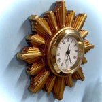 1:16 Dollhouse vintage wall clock sunburst/starburst golden frame - Lundby scale
