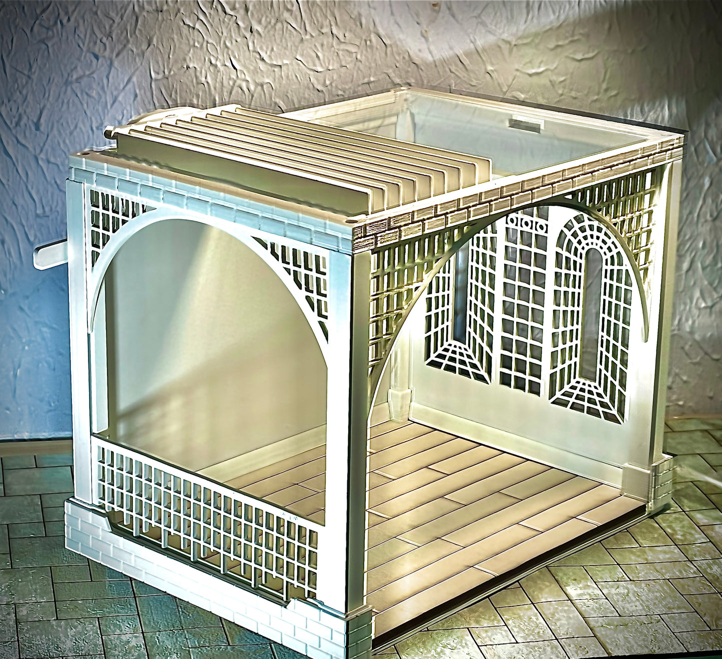 1:12 Dollhouse roombox Gazebo Diorama Art Box with moving pergolas roof cover - Various Models