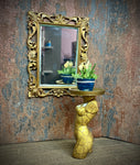 1:6 Dollhouse callas flowers pot on woman's sculpture - Golden