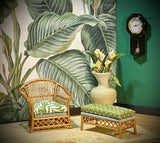 1:12 Dollhouse miniature cane rattan armchair and stool tropical green