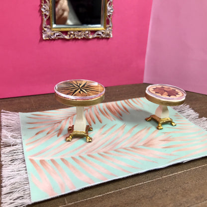 1:16 Dollhouse miniature classic decoupaged side table pair set - Lundby scale