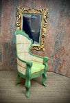 1:6 Dollhouse miniature Victorian rattan green leaves chair