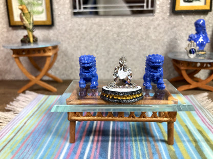 1:12 Dollhouse miniature Chinese guardian lions sculptures - pair