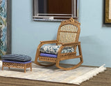 1:16 Dollhouse cane rattan rocking chair / foot stool floral blue - Lundby scale