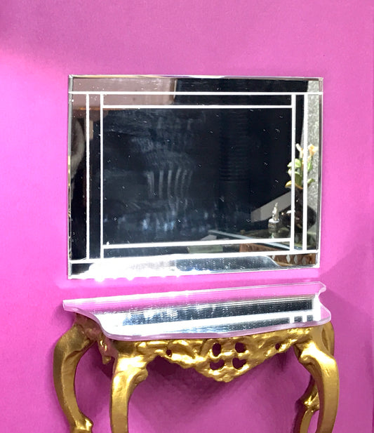 1:6 Dollhouse miniature modern Venetian large beveled wall mirror