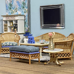 1:16 Dollhouse cane rattan armchair petit floral blue - Lundby scale