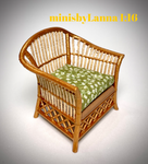 1:16 Dollhouse cane rattan armchair olive green - Lundby scale
