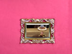 1:16 Dollhouse real beveled glass wall mirror on a classic gold & pink frame - Lundby scale