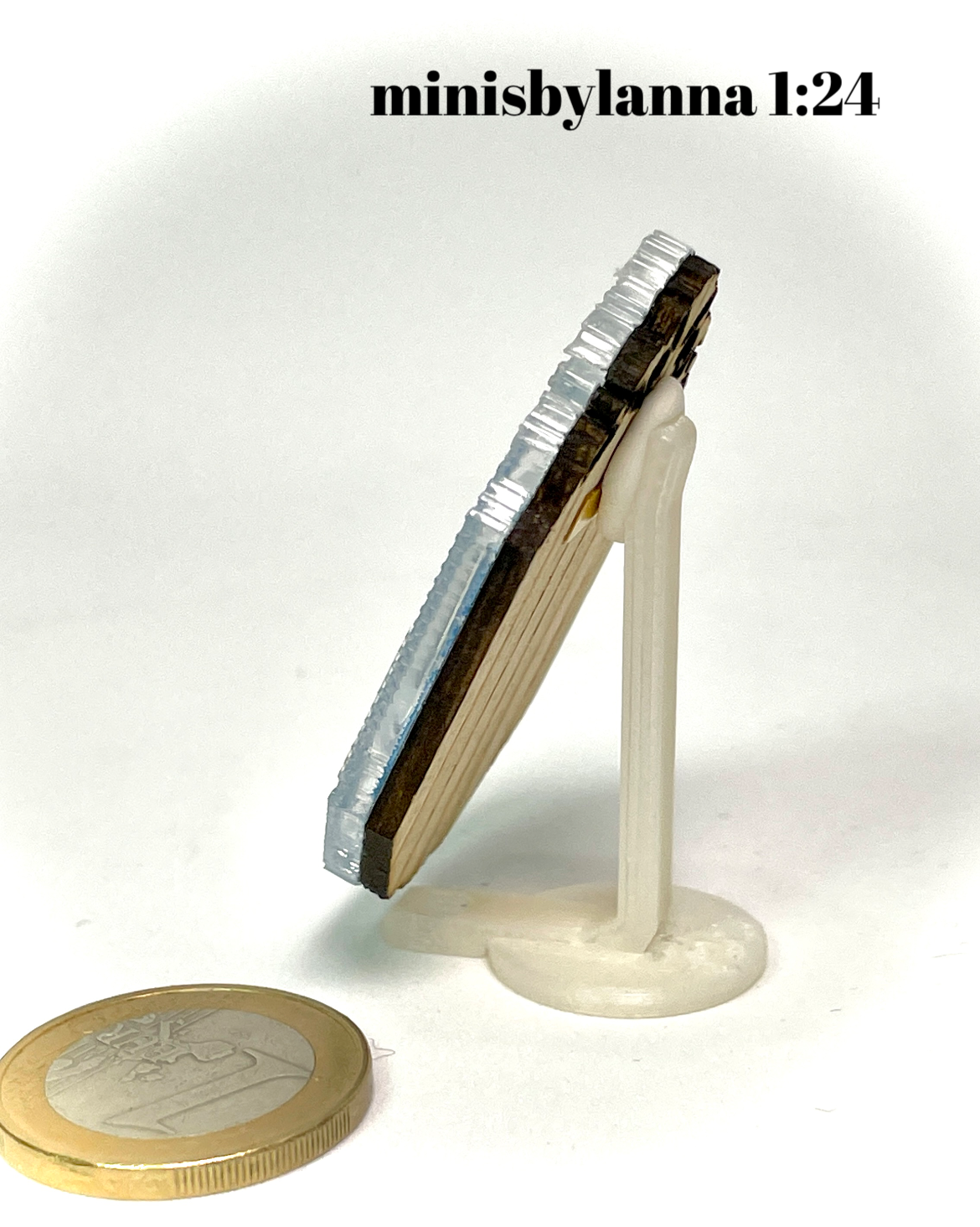 1:24 Dollhouse miniature Venetian classic large beveled blue wall mirror - Half scale