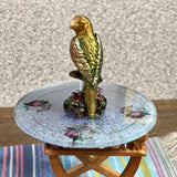 1:12 Dollhouse miniature gilded parrot sculpture