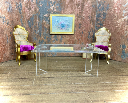 1:12 Dollhouse miniature modern dinning room table beveled top