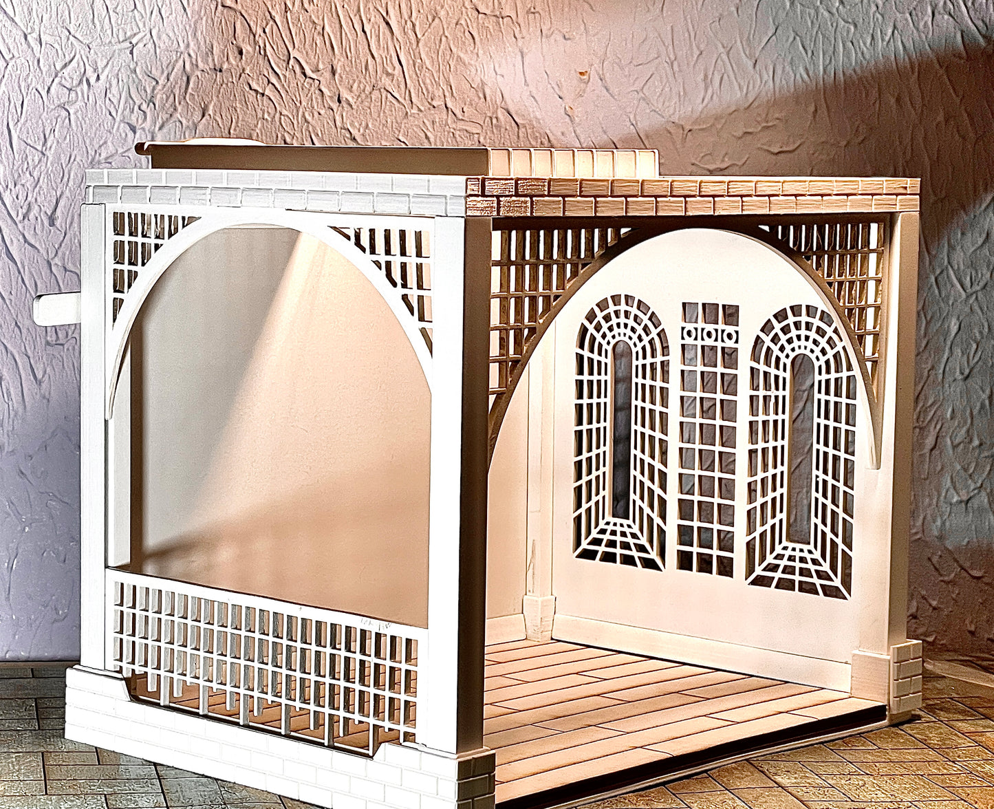 1:12 Dollhouse roombox Gazebo Diorama Art Box with moving pergolas roof cover - Various Models