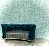 1:12 Dollhouse miniature round sofa green velvet and Blue Chesterfield