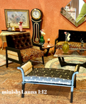 1:12 Dollhouse Art Deco rattan armchair and Stool golden leaves
