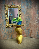 1:6 Dollhouse callas flowers pot on woman's sculpture - Golden
