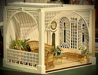 1:12 Dollhouse roombox Gazebo Diorama Art Box with moving pergolas roof cover - Various Models