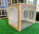 1:12 Dollhouse roombox Gazebo Diorama Art Box with moving pergolas roof cover - Decorated
