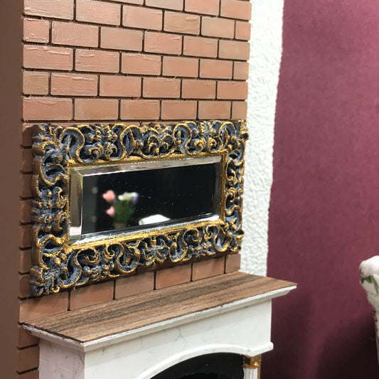 1:12 Dollhouse miniature beveled wall mirror on a classic frame