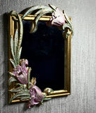 1:6 Dollhouse miniature floral wall mirror vintage golden frame