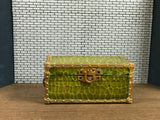1:12 Dollhouse miniature hand painted travel luggage trunk chest - Green