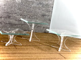 1:12 Dollhouse miniature modern 3 beveled glass effect top side table set
