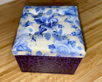 1:6 Dollhouse miniature stool crocodile style blue roses
