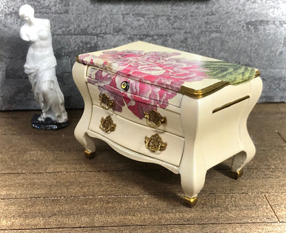 1:12 Dollhouse miniature unique chest of drawers with decoupage - various colors
