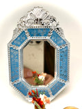 1:12 Dollhouse miniature Venetian classic large beveled blue wall mirror