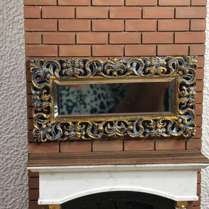 1:12 Dollhouse miniature beveled wall mirror on a classic frame