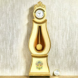 1:6 Dollhouse miniature Swedish Mora longcase working clock Cream