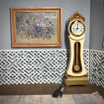 1:16 Dollhouse Swedish Mora longcase working clock cream magenta - Lundby scale